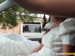 Mariée, Brunette brune, Voiture, Robe, Hd, Public, Réalité, Jarretelles