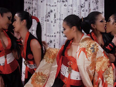 Ember Snow, Kaylani Lei and Marica Hase asian-style lesbian orgy