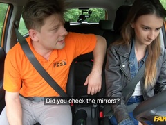 Fake Driving School (FakeHub): Teen Brunette Pussy Stretched