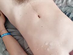 Sweet young twink ends up with a river of cum, I dump cum all over his young body!