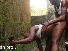 Africké, Velký zadek, Černé, Obrovský čůrák, Dospělé, Nahé, Venku, Teenka