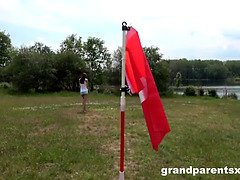 Kukk suging, Cougar, Runke, Moden, Fitte, Skrikende, Tenåring, Trekant