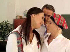 Perverted Professor scores with 2 mind-blowing nymphomaniac schoolgirls