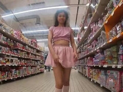 Public Mall Sex with Melody, Sissi & Shane - Upskirt No Panties, Facial Cumshot & Risky Cumwalk