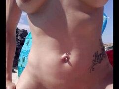 Amateur, Plage, Sucer une bite, Couple, Tir de sperme, Pov, Public