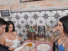 Lesbian ladies decide to give dick a try in public