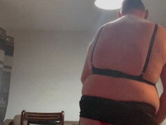 Dirty Gay Crossdresser Love It with Black Bra on