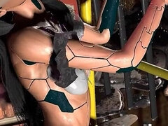 Fucking a Robot Maid Standing in the Sex Dungeon