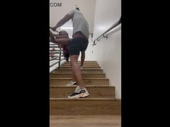 Mini Stallion Almost Gets Caught Taking BBC in Stairwell - Public Sex