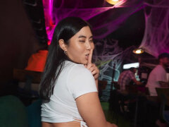 Asiasn girl with a fat ass having public sex with a BBC