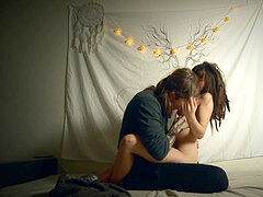 Romantic love making, hot kissing, couple kissing