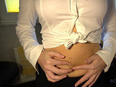 Bellybutton-play, navel-fingering, female-boss