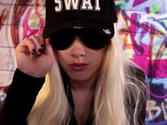 Police asmr - mature blonde bitch in uniform