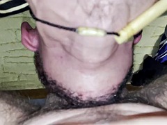 Hard male sex with cumshots on the bottoms face