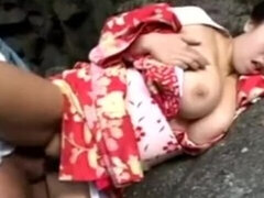 Azjatka, Obciąganie, Cycata, Sperma, Włochaty, Japoński, Masturbacja, Na wolnym powietrzu