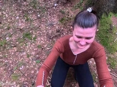 Hot Russian Wife Gives Wild Blowjob in Forest - Homemade POV Sex