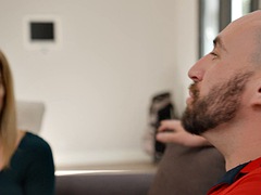 Cory Chase plays with her husbands bully balls