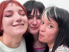 Hot Latina Teens Sara Villegas & Digna Morales Swallow Cum in Wild Bukkake Gangbang