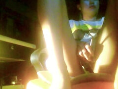 The Camera Under the Table Captured a Beautiful Woman at Home Alone and Watching a Porn Movie