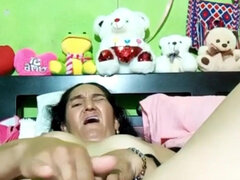항문, 흑갈색 머리, 약간 뚱뚱한, 여자, 음식, 나이든, 젖가슴, 웹캠