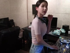 On the first day of learning Pilates, someone to play with in the DJ practice room!