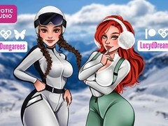 양성적인, 여자 지배, 핑거링, 레즈비언, 보지, 스트랩, 쓰리섬