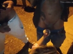 Blonde Izabela Pimenta Gangbang in Public Square After Club - Big Cocks, Cumshot, & Orgasm