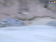Brunette, Ansiktssperm, Utendørs, Trekant