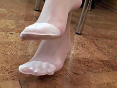 white nylon feet tease