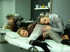 Embrassement, Cuir, Lesbienne, Satin, Jarretelles, Mouillée