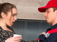 Stor rumpe, Kukk suging, Kjøkken, Slikking, Naturlige bryster, Fitte, Tenåring, Pupper