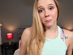 Blowjob babe rides and sucks cock in POV in close up dirty talk