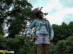 Hot babe in white pantyhose fucking