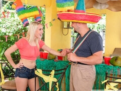 デカチン, ブロンド, フェラチオ, バック, 自然山雀, アウトドア, ストッキング, オッパイの