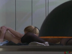 핑거링, 여자친구, 레즈비언, 대단히, 야외의, 보지