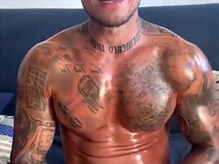 イく瞬間, ゲイ, オナニー, 筋肉, ポリス, 一人, タトゥー