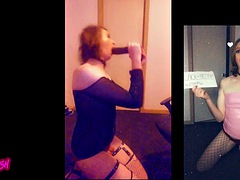 Amatör, Stor kuk, Svart, Avsugning, Män i kvinnokläder, Dildo, Ebenholts, Webb kamera