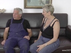 Granny getting a hand job on her cock at all times