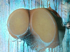 Røv, Badeværelse, Brunette, Fanget, Nøgenhed, Pov, Kort hår, Våd