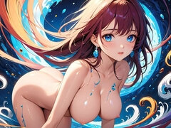 Living Canvas - Artistic Nude Woman in Reactive Swirling Paint