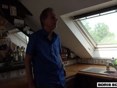 Leie, Blasen, Braunhaarige, Sperma im mund, Papi, Deutsch, Hd, Küche