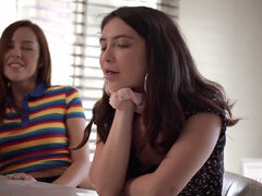 Natural tits, brown-haired, bratty step sister
