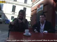 Outdoor sex scene with a blonde