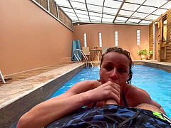 HOLIDAY CREAMPIE- I'm excited to get cought ravaging around the motel pool