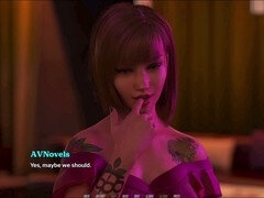 Interactive adult visual novel featuring a busty brunette in steamy scenarios