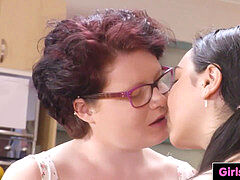 wooly inexperienced women lick and finger each other