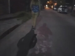 Woman Fucking In Public With Man On The Streets In Short Dress Without Panties Shows Pussy To Voyeur
