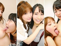 Koharu and Chihiro Suzuki Bite Each Other’s Nipples After Work. One Tongue per Tit. and They Come Together.