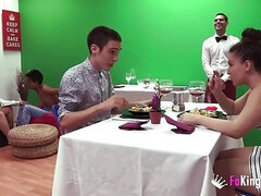 Hunged Naked Guy Wants To Cum Over Sex Chubby Legs At The Dinner Orgy