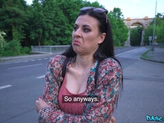 Amatéři, Americké, Velké kozy, Kuřba, Brunetka, Na obličej, Venku, Různé pohledy